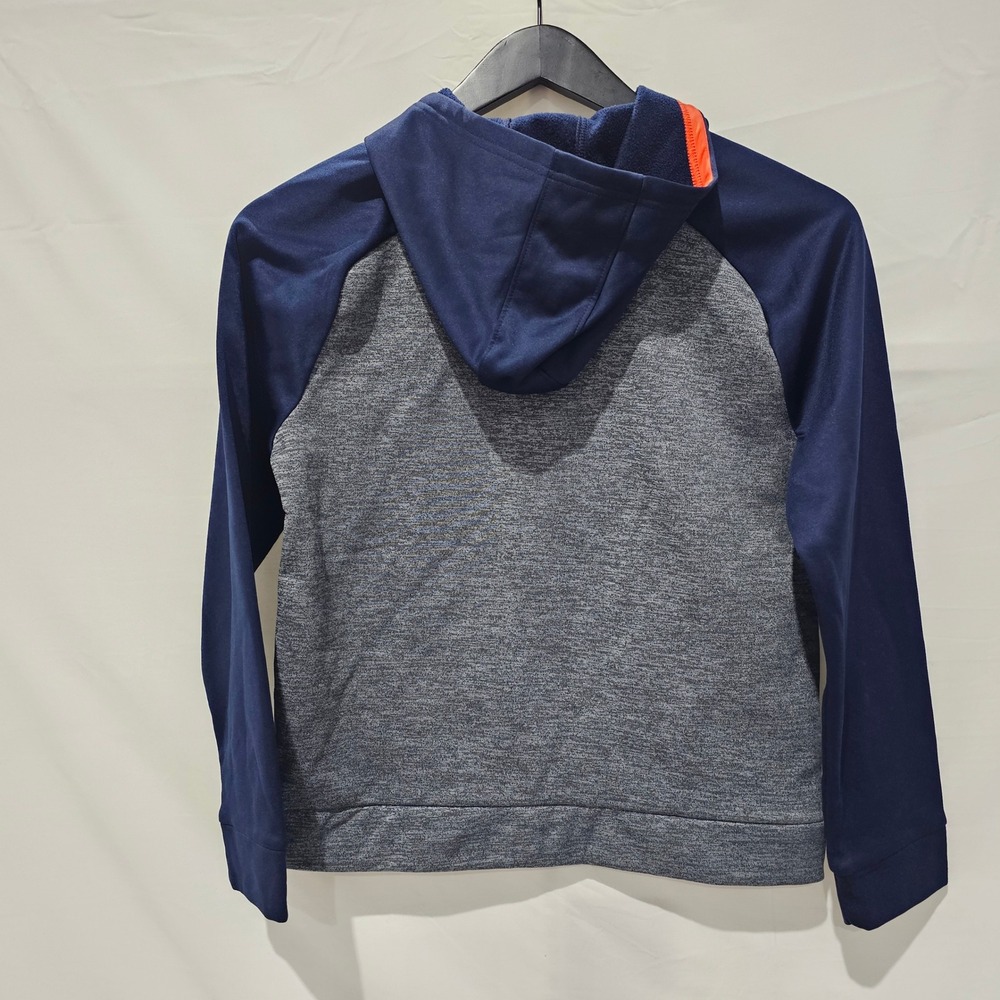 Adidas Boys Size 14/16 Gray Navy Blue Orange Logo Pullover Hoodie Athleticwear - Picture 6 of 7